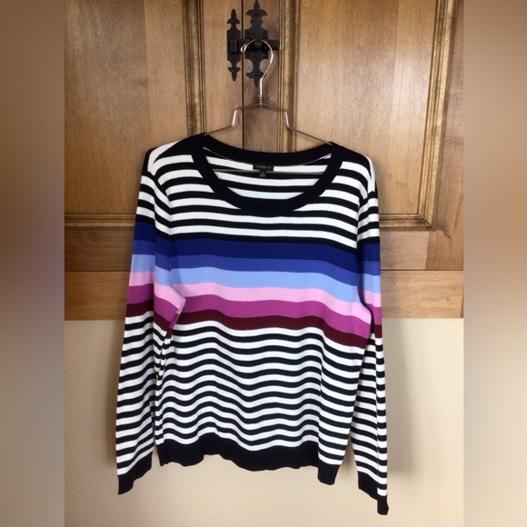 XL Talbots NWOT colorful stripe boatneck sweater - Picture 1 of 5